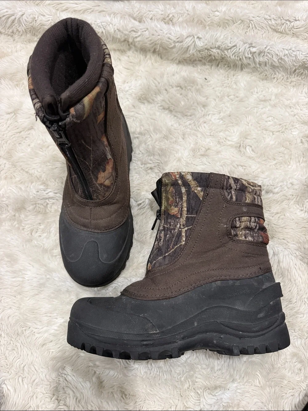 Itasca Brown Camo Kids Waterproof Winter Snow Boots Boys Size 2